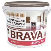 Краска BRAVA ACRYL 35у для окон и дверей ВД-АК-1035у белый М-1 п/гл  3л (3,3кг), РБ