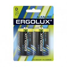 Батарейка Ergolux LR20 Alkaline 1.5В (2шт в упак), Китай