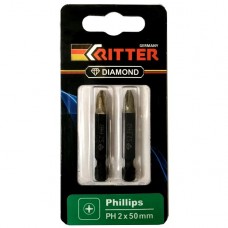 Бита Ritter Diamond PZ 2x50 мм  магнитная (алмазное покрытие, сталь S2) (2 шт. в блист. уп., Китай