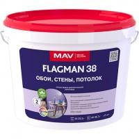 Краска FLAGMAN 38 обои, стены, потолок (ВД-АК-2038) белая 11л (14,0  кг), РБ