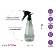Опрыскиватель ручной PERFECTO LINEA 0,48л с пульверизатором чёрный, арт.42-480001, Китай