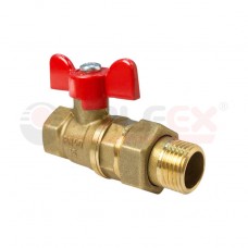 Кран шаровой Valfex для ВОДЫ 3/4" ВР/НР ручка-бабочка, американка, латунный 11Б27фт1М, РФ