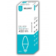 Лампа светодиодная C37 5ВТ Е27 4000К LED-M БЕЛСВЕТ 02_0283872, РБ