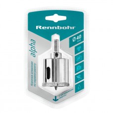 Коронка алмазная с центрирующим сверлом по керамограниту и керамике  40мм "Rennbohr", Китай