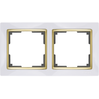Рамка на 2 поста (белый-золото) - WL03-Frame-02-white-GD, Китай
