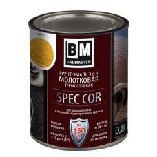 Грунт-эмаль BAUMASTER СпецКор, с молотковым эффектом, черная, 0,8 кг, РФ