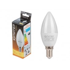 Лампа светодиодная ЮПИТЕР ЛЮКС C37 СВЕЧА 6 Вт 170-240В E14 3000К, арт.JP5137-30, Китай
