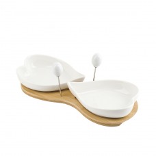 Менажница 2х секционная с вилками "Naturel" 25*10,5*9см., Китай