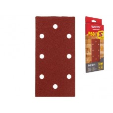 Шлифлист WORTEX 90х187 мм Р60 д/дерева самосцепл. 8 отв. 5 шт арт.1334432, Китай