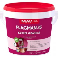 Краска FLAGMAN 35 кухня и ванная (ВД-АК-2035) белая п/гл 1л (1,1кг), РБ