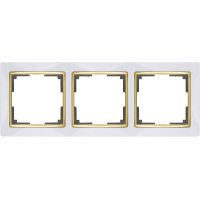 Рамка на 3 поста (белый-золото) - WL03-Frame-03-white-GD, Китай