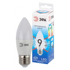 ЭРА QX LED-9 Ват-В35-4000K-E27 Лампа светодиодная свеча  (арт.B35-10W-840-E27) 10/100, Китай