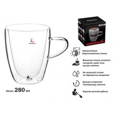 Кружка PERFECTO LINEA стеклянная с двойными стенками, 280 мл, серия CANELA 30-007280, Китай Кружка PERFECTO LINEA стеклянная с двойными стенками, 280 мл, серия CANELA 30-007280, Китай