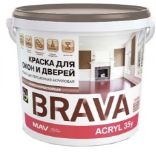 Краска BRAVA ACRYL 35у для окон и дверей ВД-АК-1035у белый М-1 полуматовый 3л (3,3кг), РБ